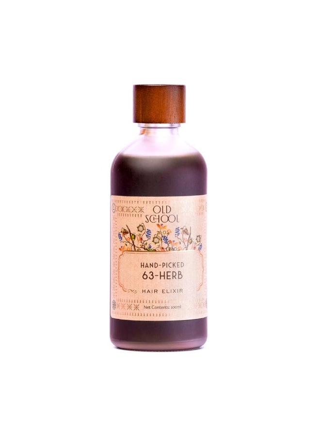 Old School Rituals 63-Herb Hair Oil Elixir | With Coconut, Bhringraj, Hibiscus, Amla & Vetiver | Strengthens Roots, Reduces Hair Fall, Promotes Growth | Natural & Clean Beauty Formula – 100ml - Image 1